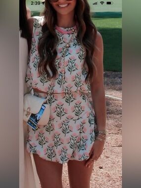 Pink and Green floral bubble skirt set